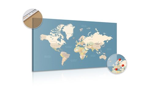 OBRAZ NA KORKU MAPA S VINTAGE PRVKY - OBRAZY NA KORKU - OBRAZY