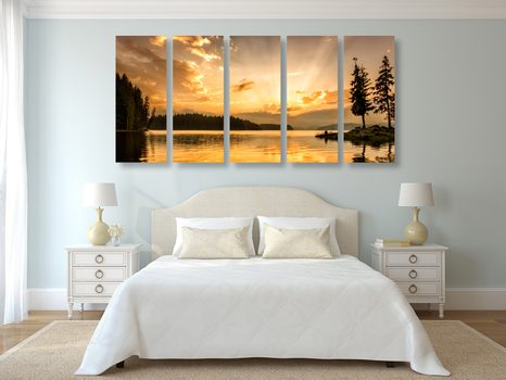 TABLOU 5-PIESE REFLEXIE LACULUI DE MUNTE - TABLOU NATURĂ ȘI PEISAJE NATURALE - TABLOURI