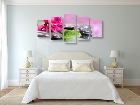 5-DÍLNÝ OBRAZ ORCHIDEJ S NÁDECHEM RELAXU - OBRAZY FENG SHUI - OBRAZY