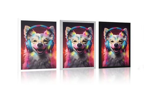 PLAGÁT PES SO SLÚCHADLAMI - PÁRTY ZVIERATÁ SO SLÚCHADLAMI - PLAGÁTY