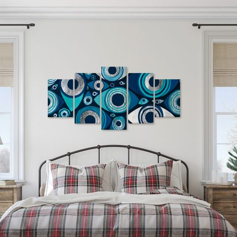 TABLEAU EN 5 PARTIES – YEUX ABSTRAITS BLEUS - TABLEAUX PAR THÈME - TABLEAUX