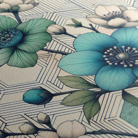 WANDBILD ELEGANTE BLUMEN AUF GEOMETRISCHEM HINTERGRUND - BILDER BLUMEN - BILDER