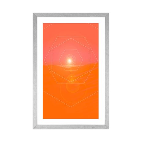 POSTER MIT PASSEPARTOUT SECHSECKIGE ABSTRAKTION - MOTIVE AUS UNSERER WERKSTATT - POSTER