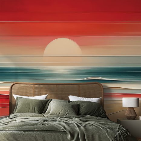 TAPETE ABSTRAKTER SONNENUNTERGANG ÜBER DEM OZEAN - TAPETEN SONNENAUFGANG UND SONNENUNTERGANG - TAPETEN