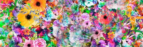 КАРТИНА НА ПЛАТНО – ЦВЕТЯ В ПЪСТРОЦВЕТЕН ВАРИАНТ - АБСТРАКТНИ КАРТИНИ - КАРТИНИ