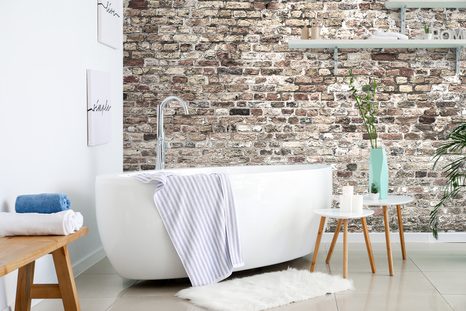 FOTOTAPETE CHARME DER ABGENUTZTEN ZIEGELSTEINE - TAPETEN IN ZIEGELSTEIN-, STEIN- UND BETONOPTIK - TAPETEN