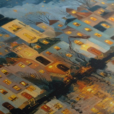 OBRAZ KOUZELNÁ ZIMNÍ NOC VE MĚSTĚ - BAREVNÉ DOMY - OBRAZY