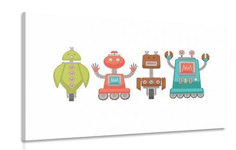 WANDBILD ROBOTERFAMILIE - BILDER FÜR KINDER - BILDER