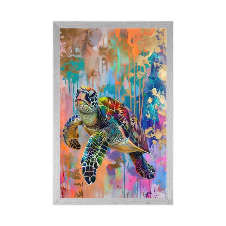POSTER SCHILDKRÖTE ALS GEMÄLDE-NACHAHMUNG - SCHILDKRÖTEN - POSTER