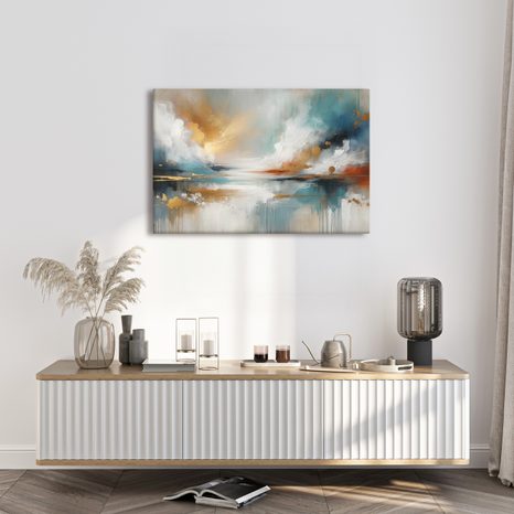 WANDBILD GOLDENER HIMMEL ÜBER DEM WASSER - BILDER SEEN - BILDER