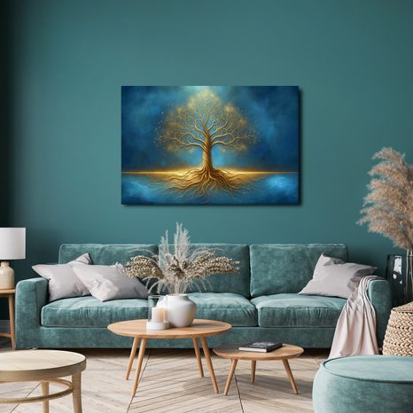 OBRAZ ZLATÝ STROM ŽIVOTA V MODŘI - OBRAZY STROMY ŽIVOTA - OBRAZY