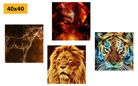 SET OBRAZŮ TAJEMNÁ ABSTRAKCE ZVÍŘAT - SESTAVY OBRAZŮ - OBRAZY