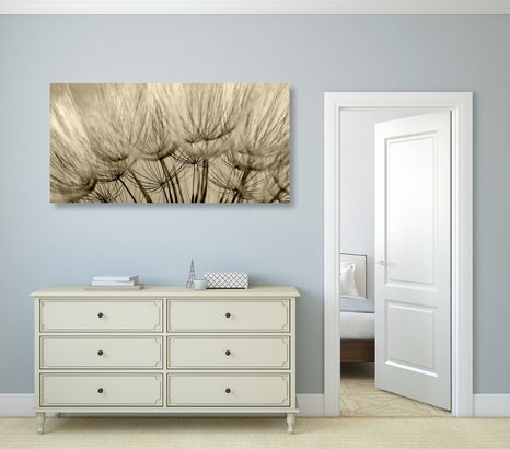 QUADRO SU TELA – SEMI DI SOFFIONE IN VERSIONE SEPPIA - QUADRI BIANCO E NERO - STAMPE E QUADRI