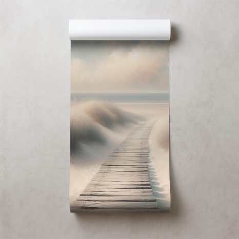 TAPETA PÍSEČNÁ PLÁŽ S DŘEVĚNOU CESTOU - TAPETY MOŘE A PLÁŽ - TAPETY