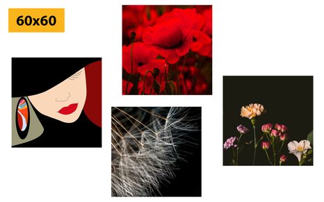 SET OBRAZŮ ELEGANTNÍ ŽENA V ZAJÍMAVÉM STYLU - SESTAVY OBRAZŮ - OBRAZY