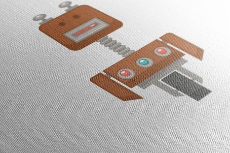 OBRAZ ROBOT V HNĚDÉ BARVĚ - DĚTSKÉ OBRAZY - OBRAZY