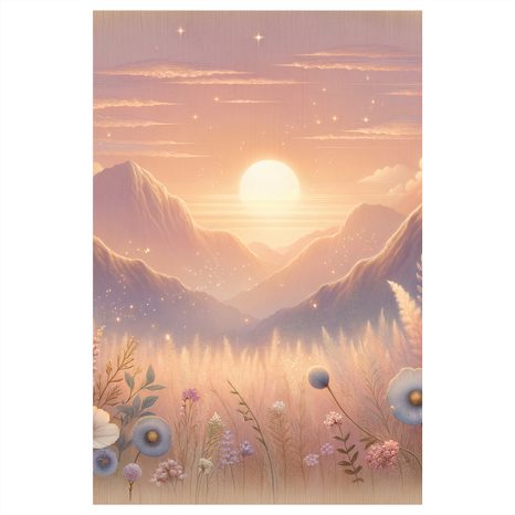 WANDBILD BERGWIESE - BILDER VON SONNENAUFGANG UND SONNENUNTERGANG - BILDER