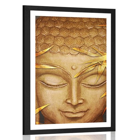 POSTER MIT PASSEPARTOUT LÄCHELNDER BUDDHA - FENG SHUI - POSTER