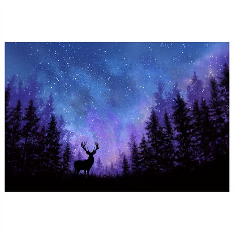 OBRAZ VÁNOČNÍ JELEN V MAGICKÉM LESE - VÁNOČNÍ A ZIMNÍ OBRAZY - OBRAZY