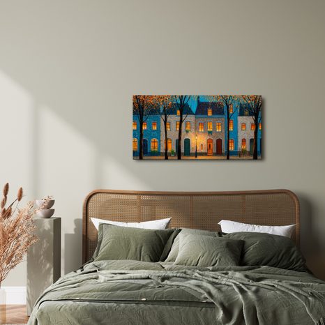 OBRAZ KOUZELNÁ PODZIMNÍ ATMOSFÉRA - BAREVNÉ DOMY - OBRAZY