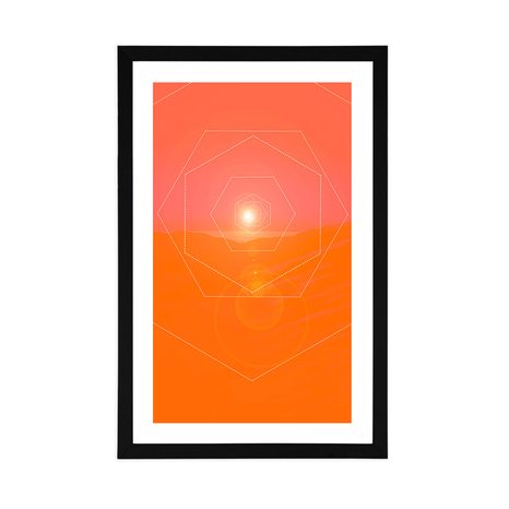 POSTER MIT PASSEPARTOUT SECHSECKIGE ABSTRAKTION - MOTIVE AUS UNSERER WERKSTATT - POSTER