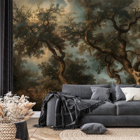 TAPET AUTOADEZIV PĂDURE ANTICĂ ÎN CEAȚĂ MISTERIOASĂ - TAPET PĂDURE - TAPETURI