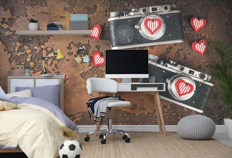 FOTOTAPETE RETRO-KAMERAS - VINTAGE- UND RETRO-TAPETEN - TAPETEN