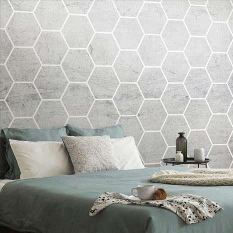 TAPET AUTOADEZIV MODEL HEXAGONAL GRI - TAPETE AUTOADEZIVE - TAPETURI