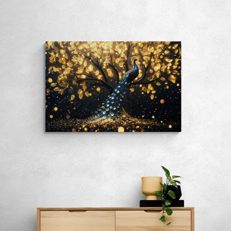 OBRAZ PÁV NA ZLATOM STROME - OBRAZY PÁVY - OBRAZY