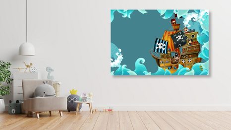 WANDBILD PIRATENSCHIFF AUF DEM MEER - BILDER FÜR KINDER - BILDER