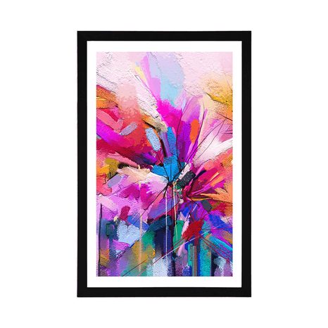 POSTER WITH MOUNT ABSTRACT COLORFUL FLOWERS - ABSTRACT AND PATTERNED - POSTERS
