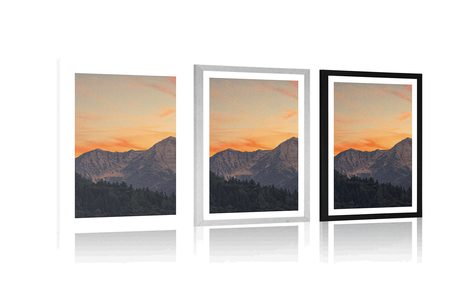 PLAKAT Z PASSE-PARTOUT ZACHÓD SŁOŃCA W GÓRACH - PRZYRODA - PLAKATY