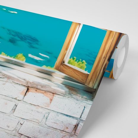 TAPETE BLICK AUF DIE TRAUMLANDSCHAFT IN GRAU - TAPETEN MEER UND STRAND - TAPETEN