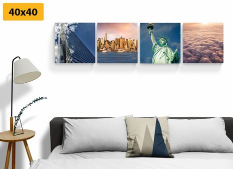 SET OBRAZŮ NEW YORK V JEDINEČNÝCH BARVÁCH - SESTAVY OBRAZŮ - OBRAZY