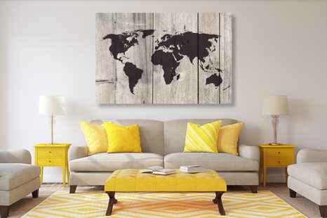 QUADRO IN SUGHERO – MAPPA SU SFONDO DI LEGNO - QUADRI SU SUGHERO - STAMPE E QUADRI