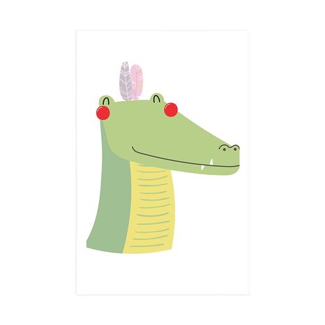 POSTER NIEDLICHES KROKODIL MIT FEDERN - TIERE - POSTER