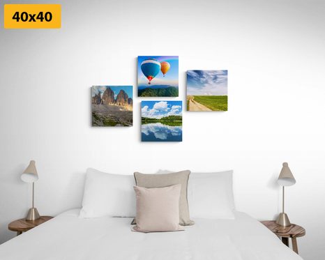 SET DI QUADRI – VOLO IN MONGOLFIERA SULLA TERRA - COLLEZIONI DI QUADRI - STAMPE E QUADRI