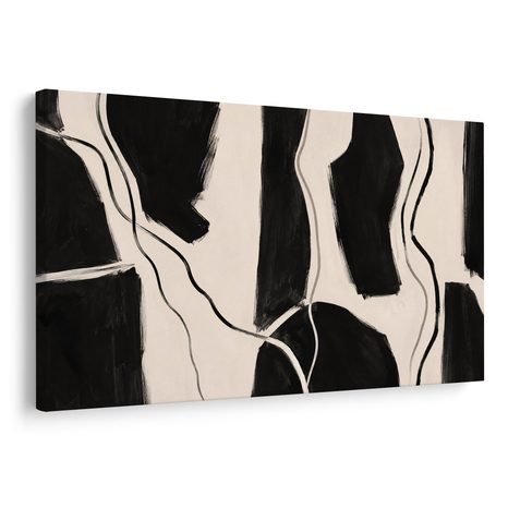 QUADRO SU TELA – ASTRATTO A CONTRASTO IN NERO - QUADRI FORME ASTRATTE - STAMPE E QUADRI