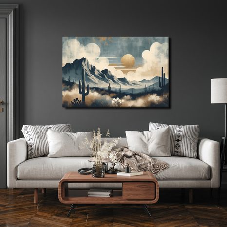 OBRAZ POUŠTNÍ KRAJINA S KAKTUSY - OBRAZY PŘÍRODY A KRAJINY - OBRAZY