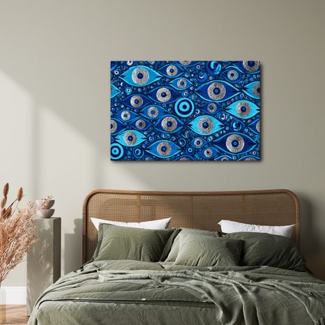 TABLEAU SUR TOILE – YEUX BLEUS MYSTÉRIEUX - TABLEAUX PAR THÈME - TABLEAUX