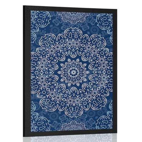 AFFICHE MANDALA BLEU AVEC UN MOTIF ABSTRAIT - FENG SHUI - AFFICHES