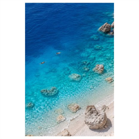 TABLEAU SUR TOILE – BAIGNADE DANS UNE MER CRISTALLINE - TABLEAUX DE LA MER ET DE LA PLAGE - TABLEAUX