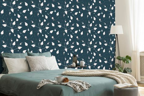 PAPIER PEINT – FEUILLES DÉLICATES EN BLEU - PAPIERS PEINTS NATURE - PAPIERS PEINTS PANORAMIQUES