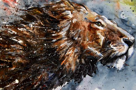 WANDBILD KÖNIG DER TIERE IN AQUARELL - BILDER TIERE - BILDER