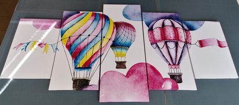 5-DÍLNÝ OBRAZ BALÓNKY VE VĚTRU - DĚTSKÉ OBRAZY - OBRAZY