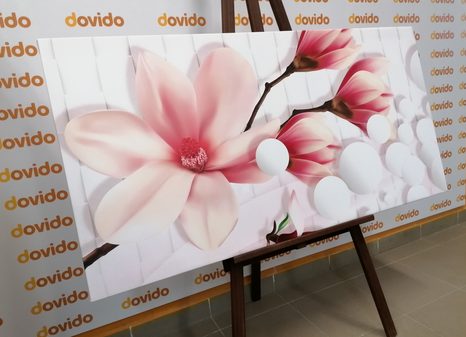 WANDBILD MAGNOLIE MIT ABSTRAKTEN ELEMENTEN - BILDER BLUMEN - BILDER