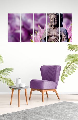 5-DÍLNÝ OBRAZ KLIDNÝ BUDHA - OBRAZY FENG SHUI - OBRAZY
