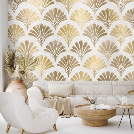 TAPÉTA ARANY ART DECO KAGYLÓK - MINTÁS TAPÉTÁK - TAPÉTÁK