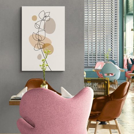 QUADRO SU TELA – FOGLIA MINIMALISTA SU SFONDO BIANCO NO1 - QUADRI FORME ASTRATTE - STAMPE E QUADRI