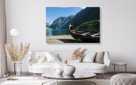 WANDBILD HÖLZERNES WIKINGERSCHIFF - BILDER VON NATUR UND LANDSCHAFT - BILDER